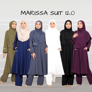 Marissa 12-Suit Jubah Seluar Muslimah Set Baju Labuh Blouse + Seluar Umrah Haji Wanita Ironless Cutt