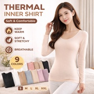 Women Skin Colour Thermal Inner Shirt Long Sleeve | Soft Cotton Stretch | Baju Batin Wanita