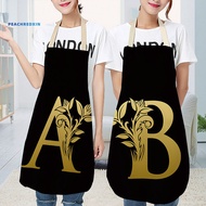 PEK-Golden Letter Alphabet Pattern Kitchen Apron Sleeveless Cooking Cleaning Tools