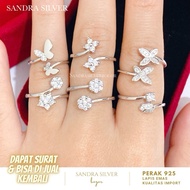 925 silver Adjustable Ring with White Gold Plating - 925 silver Ring