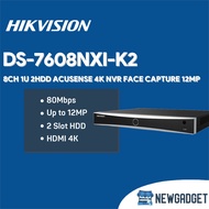HIKVISION DS-7608NXI-K2 8CH 1U 2HDD ACUSENSE 4K 12MP FACE CAPTURENVR