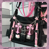เทรนด์ Y2k Sanrio Hello Kitty วินเทจสายโซ่สะพายข้างสีชมพูวินเทจแนวพังค์กระเป๋าถือ cewek seksi ของเล่นของขวัญสำหรับเด็กผู้หญิง