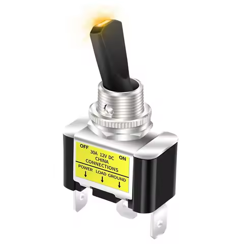 12V 30A SPST On Off Switch 2 Position 3 Pin With Red LED For 12V DC Truck RV Boat And Off Road Appli
