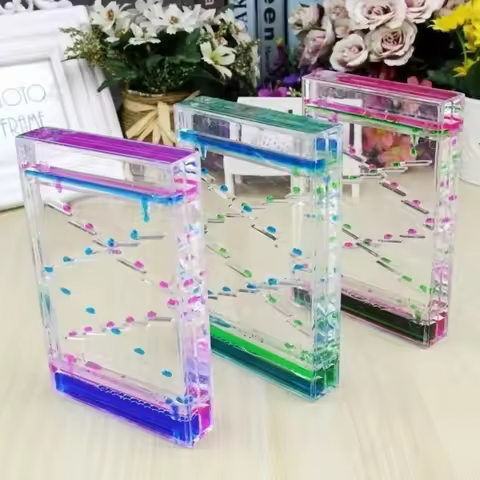 Color Two-color Hourglass Timer Mixed Slide Oil Drop Liquid Sandglass Oil Spill Gift Desktop Ornamen