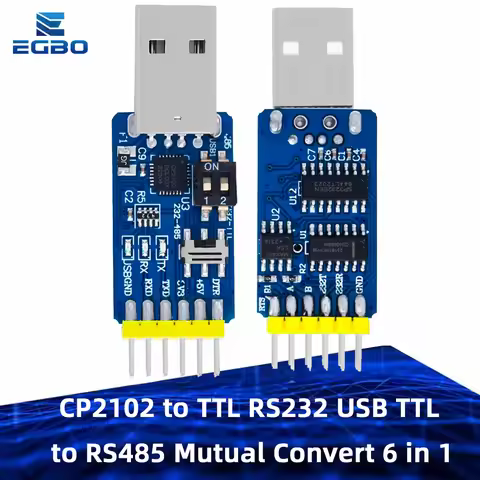1PCS EGBO NEW USB CP2102 to TTL RS232 USB TTL to RS485 Mutual Convert 6 in 1 Convert Module Good