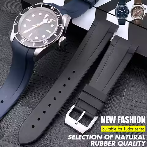 20mm 22mm Rubber Watch Strap for Tudor Black Bay PELAGOS High Quality Black Blue Red Silicone Foldon