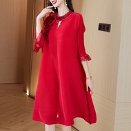 Issey Miyake Dress Issey Miyake Dress Issey Miyake Dress Issey Miyake Pleated Mother Autumn Red Dres