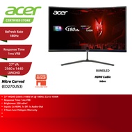 Acer Nitro ED270US3 27″ WQHD 180Hz Curved Gaming Monitor ( Speaker, DP, HDMI, 3 Yrs Wrty )
