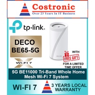 TP-LINK Deco BE65-5G BE11000 Tri-Band Whole Home Mesh Wi-Fi 7 System - 3 Year Local TP-Link Warranty
