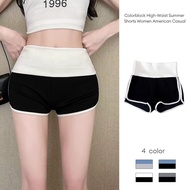 Summer Contrast Color High Waist Shorts For Women American Style Chic Sexy Casual Sports JD