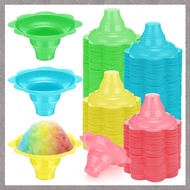 (VCBZ) 200 Pieces 4 Oz Colorful Shaved Ice Cups Flower Shaped Snow Cone Cups Leak Proof Plastic Snac