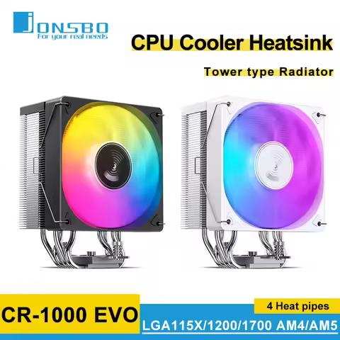 Jonsbo CR-1000 EVO CPU Cooler 4 Heat Pipes Radiator 120mm ARGB PWM CPU Cooling Fan TDP 220W Intel LG