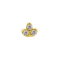 18k Gold Mini Lotus Premium Zirconia for earlobe, helix, tragus, conch, flat (G41)
