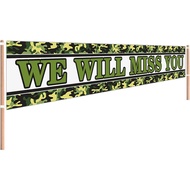 Banner Tanda "Kami Akan Merindukan Anda" Corak Kamuflaj Besar, untuk Persaraan, Graduasi, Perpisahan