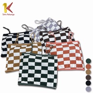 1K Tanktop Wanita Motif Catur Kotak-Kotak Tanpa Lengan P199 Crop Top Tengtop Atasan Wanita Bahan Raj
