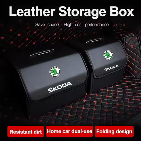 Car Leather Organizer Bag Foldable Trip Storage Box For Skoda Octavia Rapid Fabia Superb Yeti Kodiaq