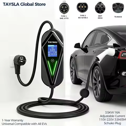 TAYNIU Level 1 EV Charging Cable 3.5kW 16A Type 2 Type 1 J1772 GB/T NACS Schuko Plug Electric Vehicl