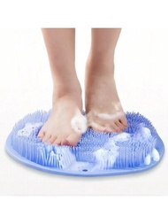 1個防滑淋浴足部磨砂按摩器,帶磨砂墊-改善血液循環並清潔腳部