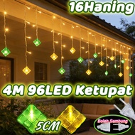 👍4M Lampu raya LED 16hanging 8modes led ketupat hari raya curtain lampu hiasan Fairy String Light Ou
