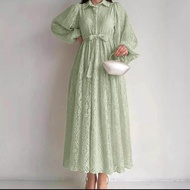 Fashion Dress Pesta Lengan Balon Maxy Dress Brukat Jeska Gaun Kondangan Simple Dan Elegant Busui
