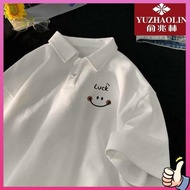 baju t shirt lelaki berkolar t shirt lelaki berkolar Trend lelaki kemeja-T lengan pendek Yu Zhaolin pada musim panas baru baju separuh lengan longgar pasangan kapas tulen