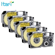 XR-12YW 12mm Black on Yellow 5pcs/set Compatible Casio label tape XR12YW black on yellow printer rib