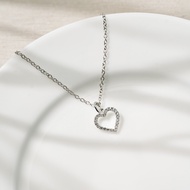 Ar-Kang Collection* (AKN798) สร้อยคอเงินแท้ จี้หัวใจ ประดับ CZ ชุบRhodium ชุบทอง Silver92.5%