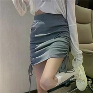 Msia Ready Stock🔥SK2301 Drawstring Plain High waist Skirt