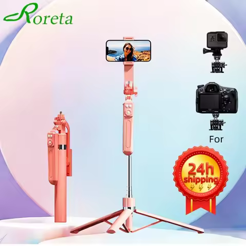1700mm Wireless Selfie Stick Tripod for Smartphone, Extendable Foldable Phone Stand, Portable Monopo
