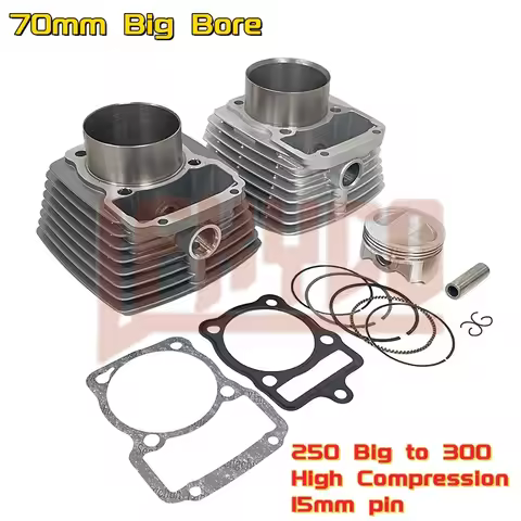 70mm Big Bore Cylinder High Compression Piston Kit for Honda CG250 TO 300 CG300 15mm Pin 167FMM Engi