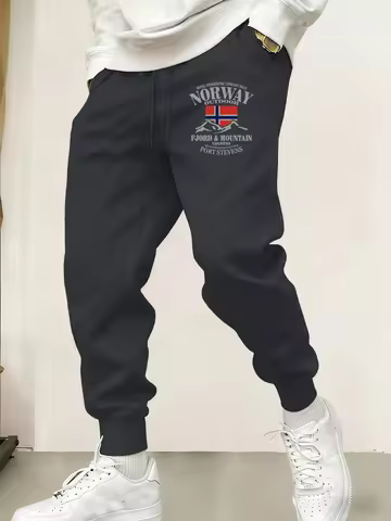 2025 New Male Sweatpant Trendy Multicolor Pants Norway Fjords And Mountains Print Casual Pant Sports