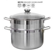 Bộ Nồi Xửng Hấp Inox 430 32cm / 30cm / 28cm / 26cm đun được trên bếp điệnbếp từgashồng ngoại