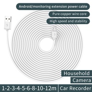 12m Extension Usb Data Cable for Xiaomi Security Surveillance Wifi Camera Power Charging Extension Cable Driving Recorder Charger Usb Micro Cable