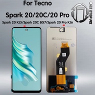 For Tecno Spark 20 KJ5 LCD Spark 20C BG7 LCD Screen Frame Touch Panel Digitizer For Infinix Tecno Sp