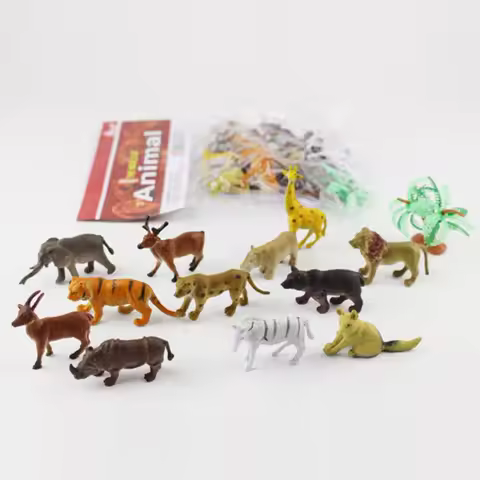 12PCS Mini Simulation Animal Figurines​ Multicolor Farm Animal Safari Animal Toys Insect Pet Cat PVC