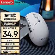 联想（Lenovo）异能者 无线鼠标 双模无线2.4G/蓝牙 鼠标无线 可充电 小新华为笔记本通用轻音鼠标 N500 珍珠白