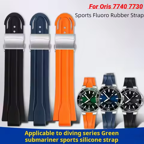 For Oris Diving AQUIS 7740 7730 Water Ghost Sports Watch Belt Strap Men Fluoro Rubber Waterproof Wat
