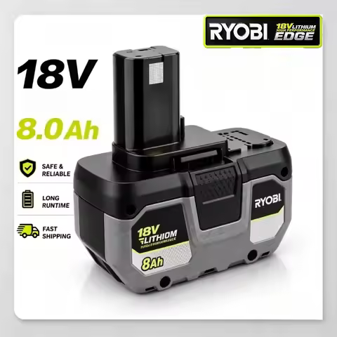 RYOBI 18V high capacity 8.0Ah battery compatible RB18L50 P107 P109, for cordless saw grinder worksho