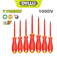 DYLLU Insulated Screwdriver Set - Slotted + Phillips Cr-V Steel (1000V/7 Pcs) DTSS7407