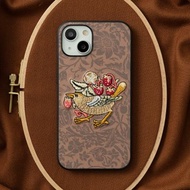 3D 刺繡智慧型手機保護殼 iPhone12 PU 皮革 William Morris 貓動物 02:NAG1350
