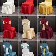 High-End Tribute Satin Wedding Fixed Cover Special Hotel Stool Bow Chair Restaurant Cover Hotel Banq