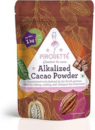 Pirouette Alkalized Cacao Powder, 1kg | Unsweetened and Dutch-Processed | Ideal for baking, Cooking 