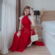 [Voucher 50k Freeship Max 0 đồng toàn quốc] Áo dài đỏ vải lụa cao cấp như hình áo dài tay áo cánh ti