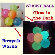 Sticky Ceiling Ball Glow in The Dark Mainan Bola Globbles Bola Lengket Toys