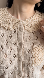 蕾絲針織毛衣 夏季外套 女款 短袖上衣