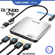 WAVLINK Quad 4K /Dual DP 8K จออะแดปเตอร์แบบสากลพร้อม DL7400 DisplayLink,2 HDMI & 2 DP,พร้อมระบบชาร์จ