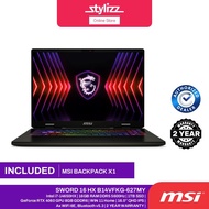 MSI SWORD 16 HX B14VFKG-627MY 16"INCH QHD 240Hz GAMING LAPTOP - (I7-14650HX, 16GB, 1TB, RTX4060, W11