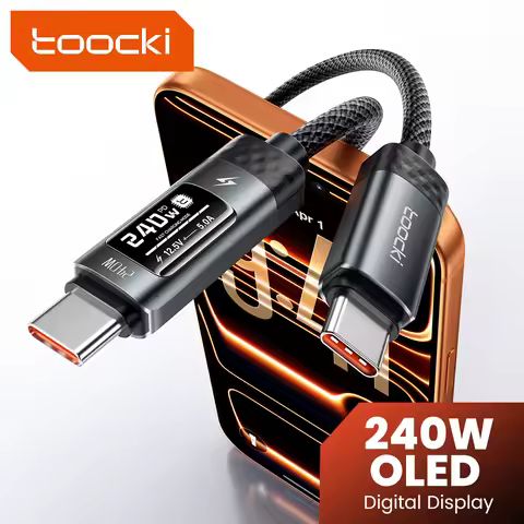 Toocki X111 240W USB C Cable Fast Charging PD3.1 OLED Digital Display Type C to Type C Cable For Mac