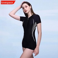 LOVESPACE Women Professional Swimsuit One-Piece Flat Corner Sports Swimsuit With Zipper Comfortable 