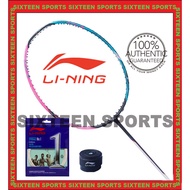 Li Ning Halbertec 8000 Badminton Racket - BLUE/PINK  (C/W LINING NO.1 STRING & OVERGRIP)